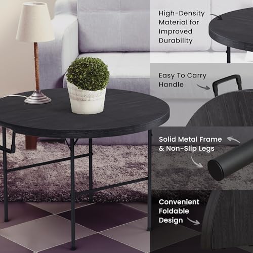 2 PACK of 3.5 Feet Circular Round Foldable Table with Built in Handle & Steel Legs | Heavy Duty Portable | Perfect for Party, Dining, Wedding, Events, Picnic Indoor, Outdoor, Camping, Utility - Image 4