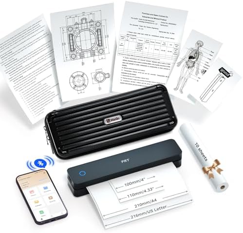 PRT MT610 A4 Thermal Printer with Case & 10 Sheets, Bluetooth & USB by PRT