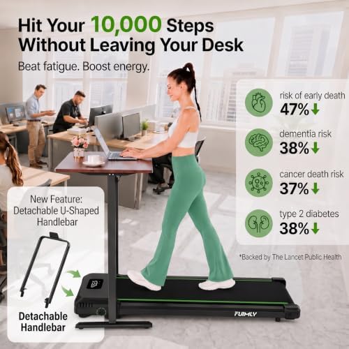 FUNMILY Upgrade Walking Pad Folding Treadmill with 12%/15% Incline & Handle Bar, 3.5HP Foldable Under Desk Compact Treadmills for Home/Office/Gym, 400+lb Capacity, Shock Absorption - Image 4