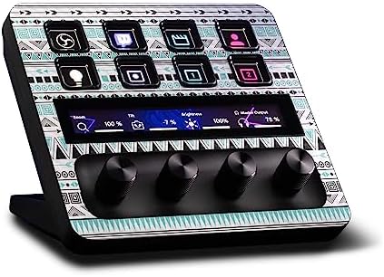 MightySkins Carbon Fiber Skin Compatible with Elgato Stream Deck + - Turquoise Tribal | Protective, Durable Textured Carbon Fiber Finish | Easy to Apply, Remove, and Change Styles | Made in The USA by MIGHTY+SKINS