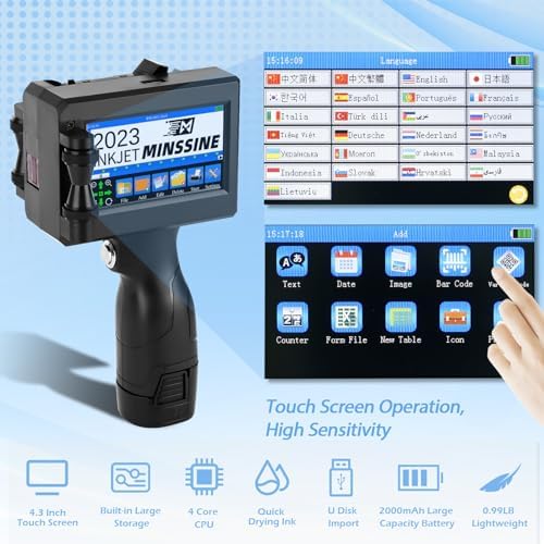 Handheld Inkjet Printer Gun MS-Z10 with 42ml Quick-Drying Ink Cartridge Portable Handheld Printer for Text/Barcode/Logo/QRCode/Counter/Batch Number/Date Coder(Printing Height: 0.08-0.5Inch) - Image 4