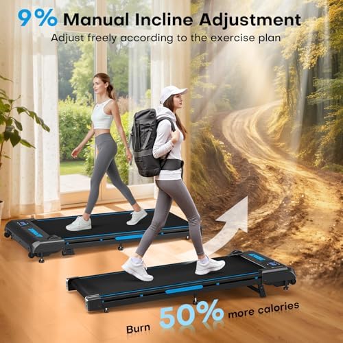 Walking Pad Treadmill, 6.2MPH Under Desk Walking Pad with 9% Incline, Treadmills for Home with Double Frame, 2.5HP Brushless Drive, 12 HIIT Programs, Remote Control, 330LBS Capacity - Image 3