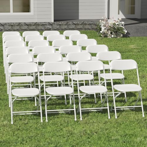 24 Pack White Folding Chairs for School Events Wedding Party Picnic by IWDOO