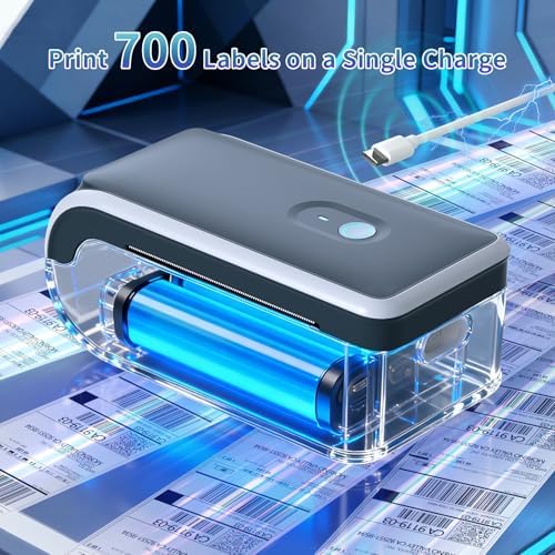 JADENS Battery Powered Thermal Printer, Cordless 4x6 Shipping Label Printer for Small Business, Prints 700+ Labels per Charge, 25H Standby, Portable Labeler for iPhone, Mac, Windows - Image 3