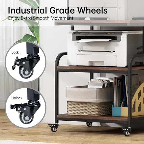 Fannova Large Printer Stand Table with Height Adjustable Storage Shelf - Image 5