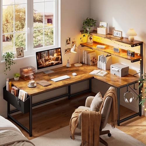 DurayLoly Computer Desk with Storage Shelf,Side Bag,Hook for Home Office - Image 2