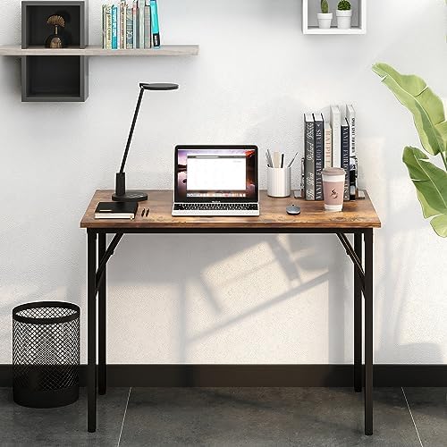 Need Office Computer Desk 39.3 Inch Sturdy Folding Laptop Table Retro - Image 5