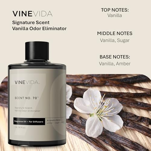 VINEVIDA [16 Fl Oz] Vanilla Odor Eliminator Fragrance Oil for Cold Air Diffusers, Essential Oils for Diffuser Oil Refill & Air Freshener Room Spray - Image 2