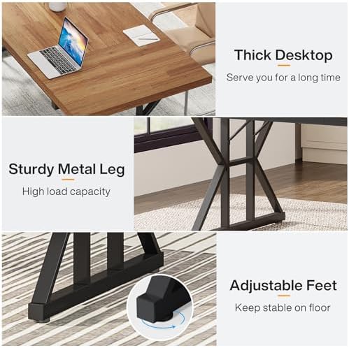 Tribesigns 70.8-Inch Executive Desk, Large Computer Office Desk Workstation, Modern Simple Style Laptop Desk Study Writing Table Business Furniture for Home Office (Light Brown, 70.8 Inch) - Image 6
