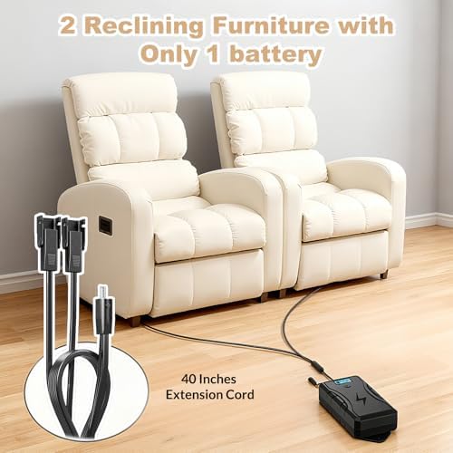 SWANPOW Battery Pack for Reclining Furniture, 2500mAh Universal Recliner Battery Pack Rechargeable with LED Display for 2-Pin Electric Recliner, Sofa, Lift Chair, Couch, Motion Furniture - Image 6