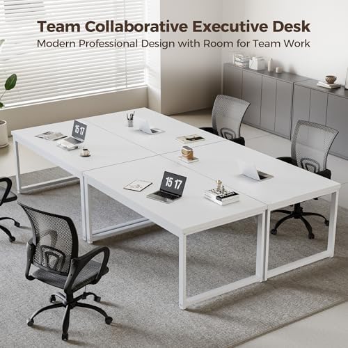 Mericonia 40 Inch Computer Desk, 1.2" Thick Small Office Table, White - Image 6