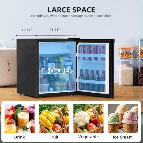Antarctic Star Compact Refrigerator Mini Fridge with Single Reversible Door,Wire Shelf,Defrost Button, for Bedroom/Office/Dorm,1.3 Cu. Ft,Blcak - Image 2