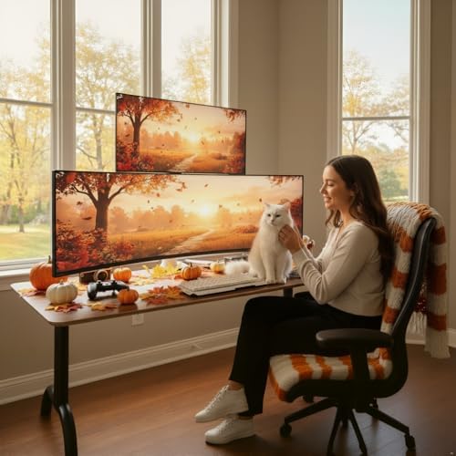ARES WING White Ultrawide Dual Monitor Mount with USB A/C for 17 to 49 Inch - Image 2