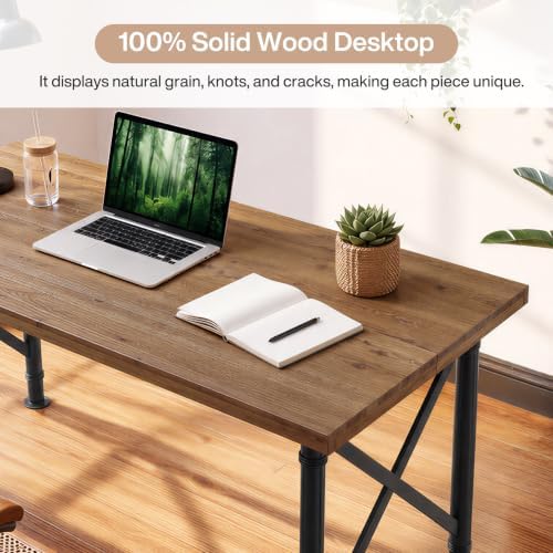 Tribesigns Solid Wood Executive Desk, 63" Industrial Home Office Desk - Image 6