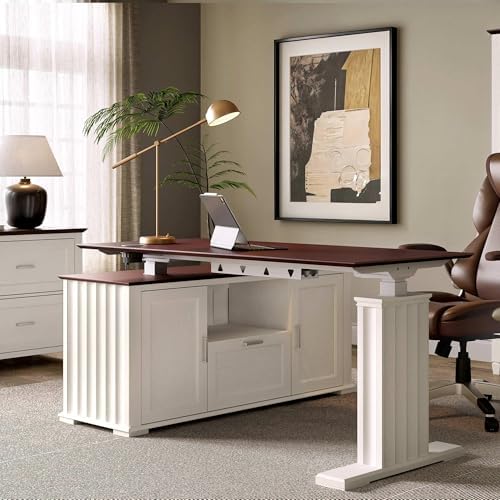 EUREKA ERGONOMIC 60x26 Executive Standing Desk with File Cabinet Drawers,L Shaped Adjustable Height Desk Home Office Computer Desk with Storage - Image 3