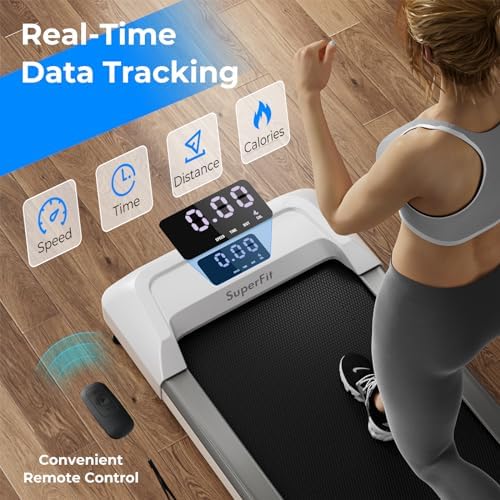 GYMAX Walking Pad, 2.25HP Under Desk Treadmill with LED Display, Remote Control & 7-Layer Belt, Compact Portable Jogging Running Machine for Home Office Small Space - Image 5