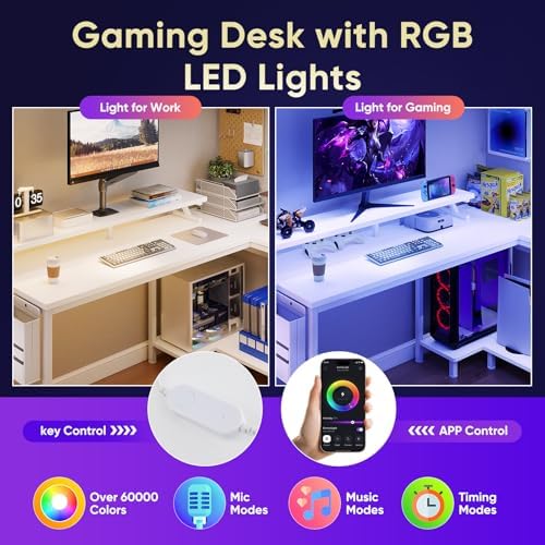 DUMOS L Shaped Gaming Desk, 48" Computer Desks with Storage Shelves - Image 5