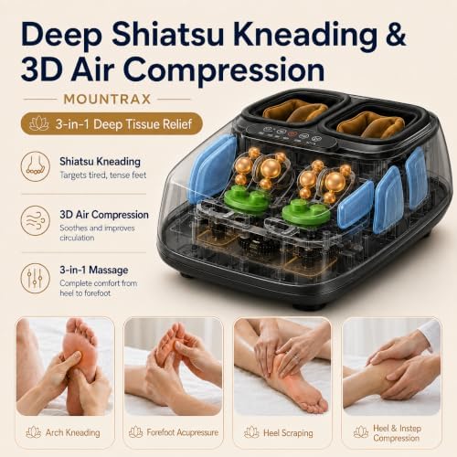 MOUNTRAX Foot Massager with Heat, Deep Shiatsu, Air Compression & Remote - Image 4