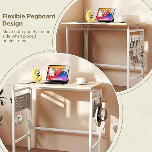 Hadulcet Folding Desk 40" Foldable Desk with Removable Pegboards - Image 5