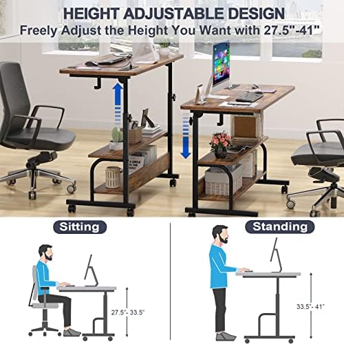 Armocity 39" Rolling Standing Desk with Charging Station for Couch Bed - Image 3