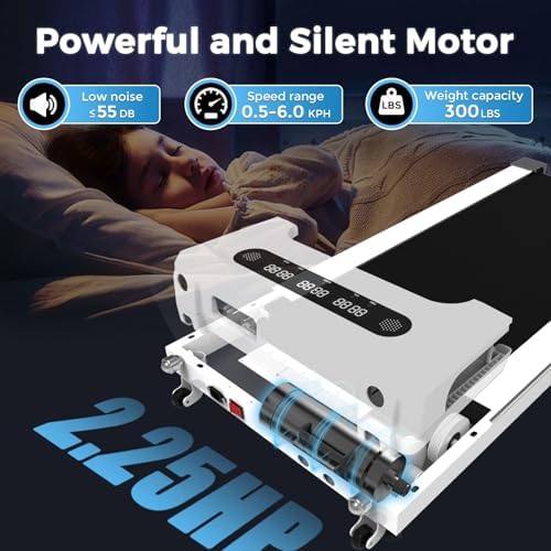 GOYOUTH Walking Pad Treadmill, Under Desk Treadmill for Home Office, Wide Belt Compact Treadmills 300 lbs Capacity, 2.25HP Shock-Absorbing Walking Jogging Running Machine Remote Included - Image 3