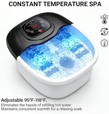 Foot Spa Bath Massager with Heat, Foot Soaking Tub,Ozone & UV, Epsom Salt,Bubbles, Vibration and Blue Light, Tub for Stress Relief,Foot Soaker, Birthday Gifts for Mom Dad Women Men Her Him - Image 5
