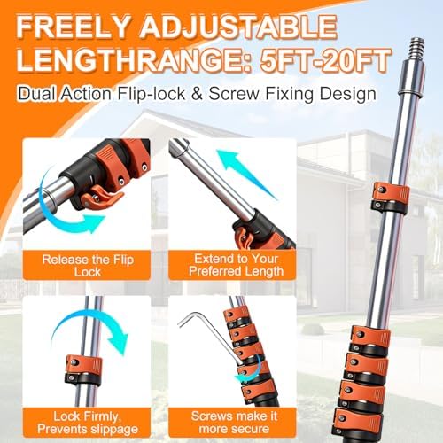 22FT Reach Duster Kit, Dual Lock for Ceiling Fan & Window Cleaning - Image 6