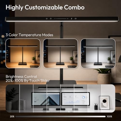 LED Desk Lamp for Home Office,Eye-Caring 18W Touch Desk Light,Black - Image 2