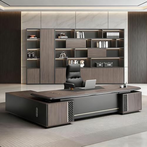 L Shaped Executive Desk with Drawers & Storage, Modern Wood Executive Office Desk Computer Table for Home Office Furniture Setup, Management Workstation for Workplace or Office(H-Right, L2.8M/110IN) by Unknown
