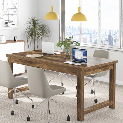 Tribesigns Modern Computer Desk, 63 x 31.5 inch Large Office Desk Computer Table Study Writing Table Workstation for Home Office, Brown Wood - Image 3