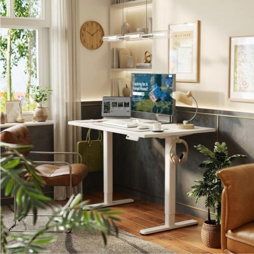 Claiks Electric Standing Desk 48x24 Inch Adjustable Desk, White - Image 2