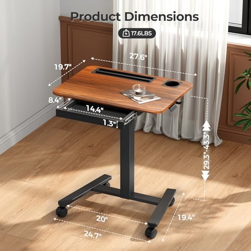 28" Mobile Standing Desk with Drawer, Portable Laptop Desk - Image 2
