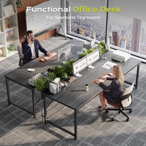 PRAISUN 70 Inch Computer Desk, Office Desk, Spacious Desktop, Grey - Image 7