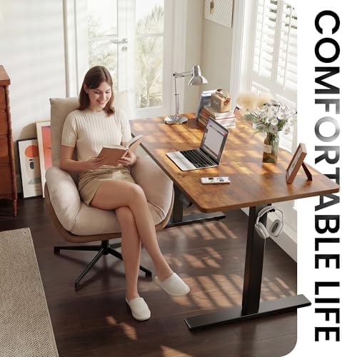 CubiCubi Electric Height Adjustable Standing Desk 40x24 Inch, Rustic Brown - Image 3