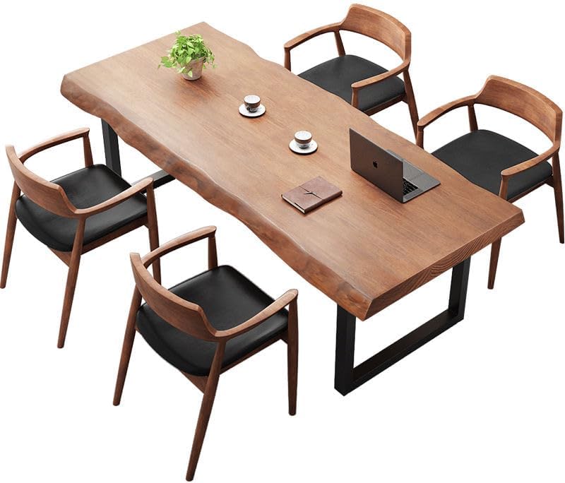 Stylish Solid Wood Office Desk with Sturdy Metal Base - Durable Multi-Size Executive Computer & Dining Table - Perfect for Home Office & Work Environments (Brown, 47in) - Image 6