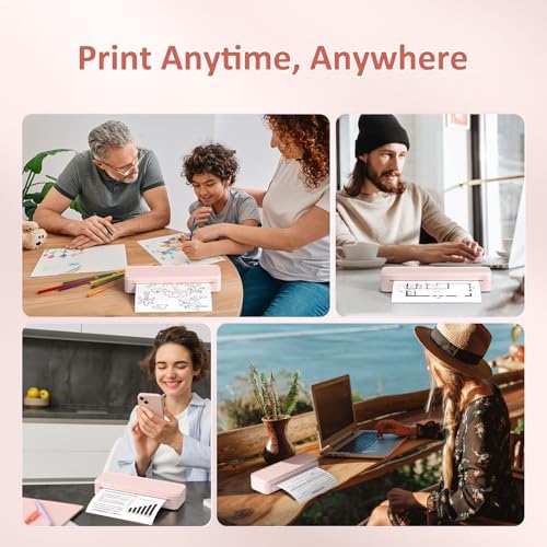 Gloryang Inkless Portable Printer for Travel, Wireless Thermal Printer Supports 8.5 x 11 Inch US Letter Size, Bluetooth Machine Includes Carry Case and 3 Rolls of Thermal Paper Kit, Pink - Image 6