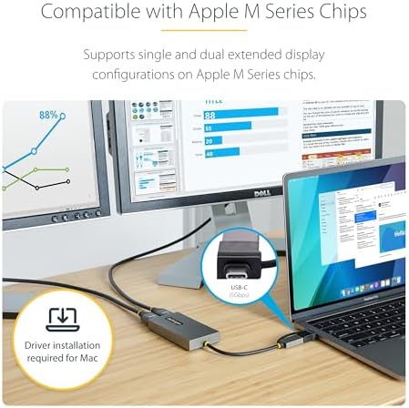 StarTech USB 3.0 A/C to 2x HDMI Converter, 4K30 + 1080p, Win/Mac - Image 5