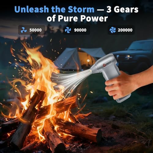 Electric Air Duster 200000RPM Brushless Motor, Cordless Compressed Air Blower with 4 Nozzles & 2 Brushes, 85m/s Powerful Rechargeable Cleaner for PC, Car, Keyboard & Electronics (Silver) - Image 3