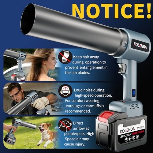 Handheld Cordless Lightweight Powerful Car Dryer Air Blower with 1800G & 335MPH Powerful, Air Duster Electric Leaf Blower Cleaning Dryer Turbo for Patio Cleaning, Lawn Care and Car Drying - Image 6