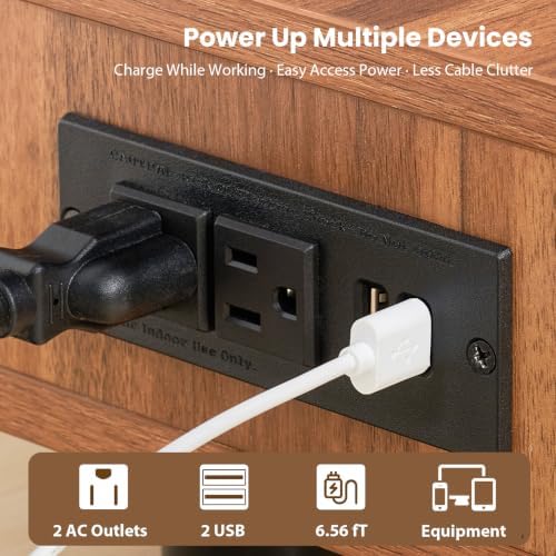 Artswish Dual Monitor Stand with Power Outlet, 42" Walnut Monitor Riser - Image 5