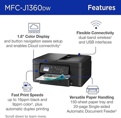 Brother Work Smart 1360 Wireless Color Inkjet All-in-One Print, Scan, Copy - Image 3