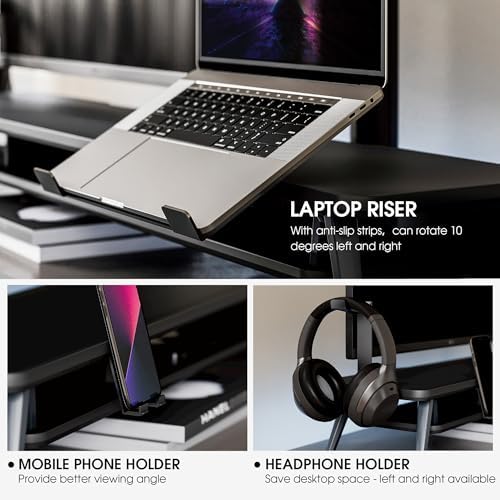 Fenge 42.5-Inch Monitor Stand Riser with Laptop, Phone & Headphone Holders - Image 3