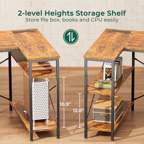 Huuger L Shaped Office Desk with Power Outlets & 3 Drawers - Image 7
