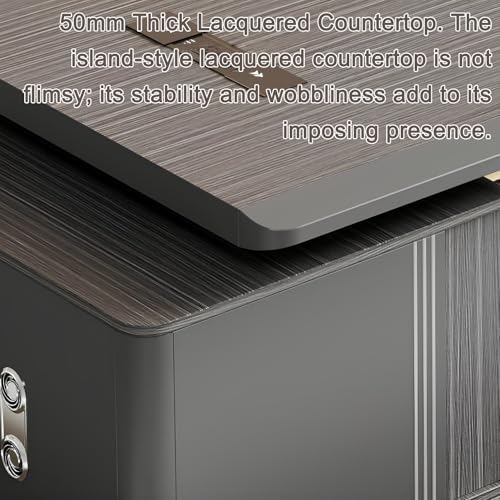 L Shaped Executive Desk with Drawers & Storage, Modern Wood Executive Office Desk Computer Table for Home Office Furniture Setup, Management Workstation for Workplace or Office(G-Right, L3.2M/126IN) - Image 4