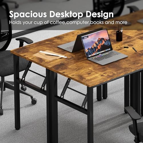 Need Office Computer Desk 35.8 Inch Sturdy Folding Laptop Table Retro - Image 5