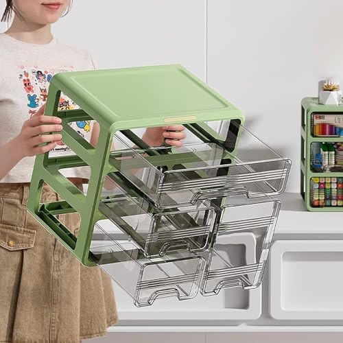 Transparent Panel Desktop Bookshelf, Polypropylene Desktop Organizer, Countertop Storage Rack Desktop Shelf, Desk Hutch Supplies Storage Shelf, Display Rack for Office, Dorm, Home(Green,44cm) - Image 6