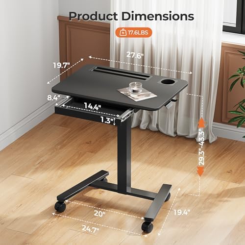 28" Mobile Standing Desk with Drawer, Portable Laptop Desk (Pack of 2) - Image 2
