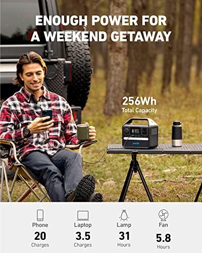 Anker 521 Portable Power Station Upgraded with LiFePO4 Battery, 256Wh 6-Port Powerhouse, 300W (Peak 600W) Solar Generator (Solar Panel Optional), 2 AC Outlets, 60W USB-C PD Output, Outdoor Generator - Image 3