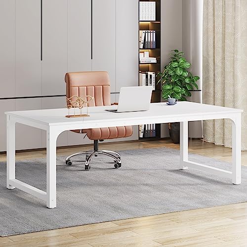 Tribesigns Modern Computer Desk, 78.7 x 39.4 inch X Large Executive Office Desk Computer Table Study Writing Desk Workstation for Home Office,White - Image 2