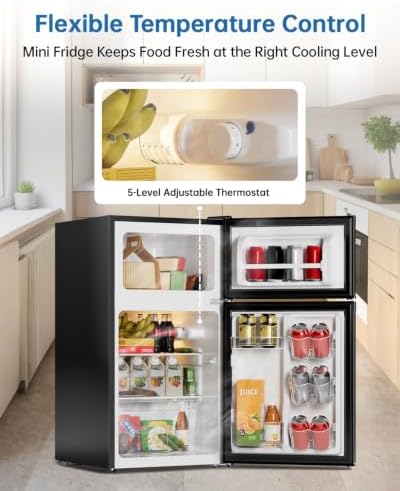 3.2 Cu Ft Mini Fridge with Freezer, Double Door Upright Freezer - Image 5